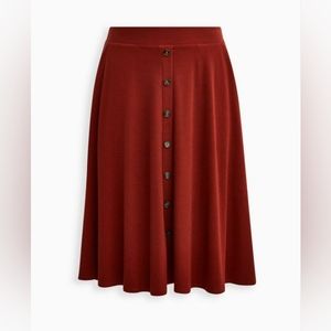 Torrid Midi Rib Button Front Skirt